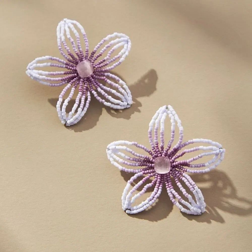 Beaded Floral Post Earrings
